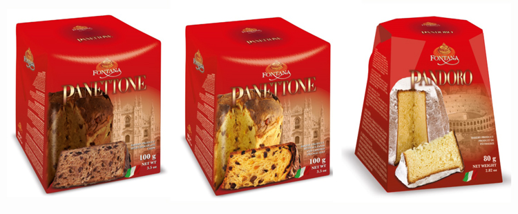 Fabbrica di panettone Italiano per grossisti e distributori produce i famosi tradizionali dolci di Milano "Panettone" e "Pandoro" per natale e feste tradizionali all'Italiana, predisposti per distributori, produttori e vendita all'ingrosso. Il panettone e pandoro Fontana sono prodotti con sapori squisiti con cioccolato, miele, uvette, presentati in confezioni perfette per la distribuzione B2B a supermercati e catene alimentare grazie anche alla lunga scadenza per la grande distribuzione